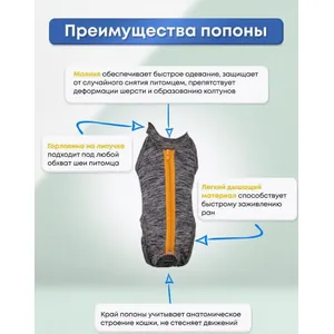 Попона VitaVet № 4 для кошек на молнии 3,8 - 5,0 кг, 1 шт