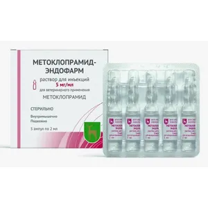 Метоклопрамид 5 мг/мл раствор для инъекций, уп 5 ампул по 2 мл
