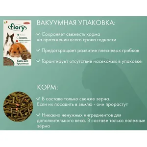 Фиори для кроликов (Fiory Karaote), корм повседневный в вакуумной упаковке, 850г