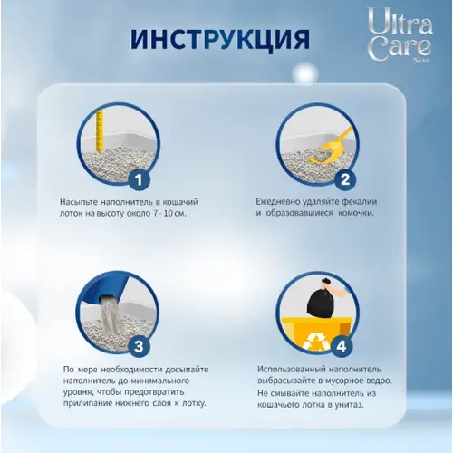 Наполнитель Ультра Кер для кошачьего туалета с активированным углем (Ultra Care Active Carbon), 8 л