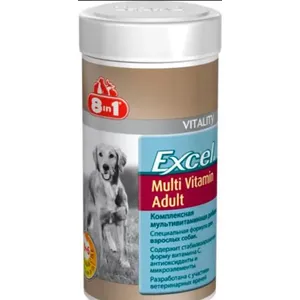 8 в 1 Мультивитамины для взрослых собак (8 in 1 Excel Multi Viitamin Adult), банка 70 таб. петдог