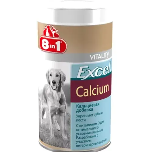 8 в 1 Кальциум, Кальций для щенков и собак (8 in 1 Excel Calcium), банка 470 таб. петдог