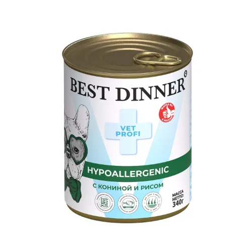 Бест Диннер для собак Гипоаллергенный (Best Dinner Hypoallergenic) С кониной и рисом 340г.