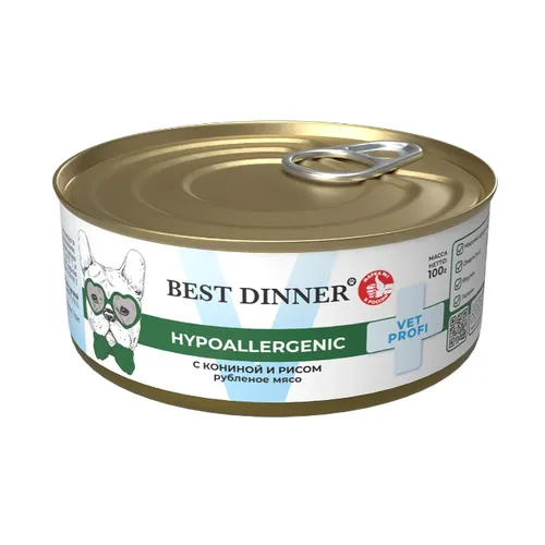 Бест Диннер для собак Гипо Конина с рисом (Best Dinner Hypoallergenic), 100 г