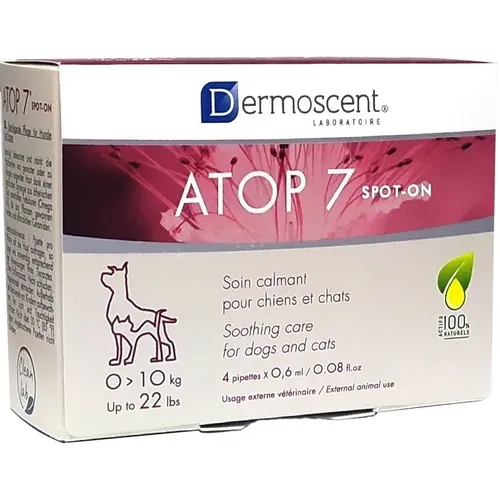 АТОП 7 спот-он LDCA препарат для ухода за кожей собак весом 0-10 кг, упаковка 4 пипетки. петдог