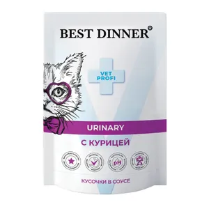 Бест Диннер для кошек Уринари (Best Dinner Urinary) кусочки в соусе Курица, паучи 85 г.