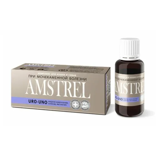 Amstrel URO-UNO комплекс для профилактики мочекаменной болезни у кошек и собак (Амстрел Уро-Уно), 25 мл