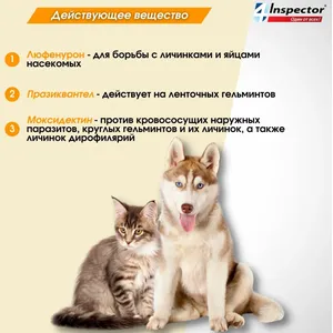 Инспектор Квадро С для собак 1-4 кг, капли на холку, 1 пипетка
