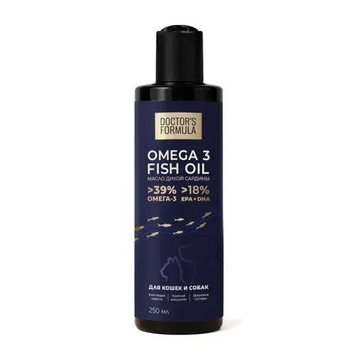 Масло дикой САРДИНЫ для собак и кошек DOCTOR'S FORMULA, фл. 250 мл