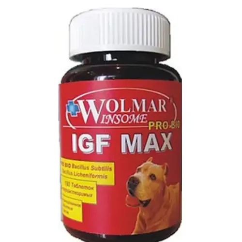 Волмар IGF MAX мультикомплекс для увеличения мышечной массы для щенков и собак крупных пород (Wolmar IGF MAX), банка 180 таб. петдог