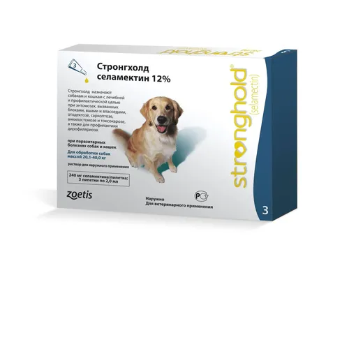 Стронгхолд 240 мг для собак массой от 20,1 до 40 кг,  цена за 1 пипетку петдог
