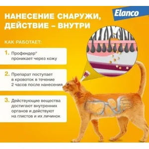 Профендер для кошек от 2,5 до 5,0 кг (Elanco), уп 2 пипетки по 0,7 мл