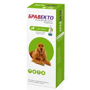 Бравекто Спот Он (КАПЛИ) для собак от 10 до 20 кг, одна пипетка 1,79 мл срок 12.24г